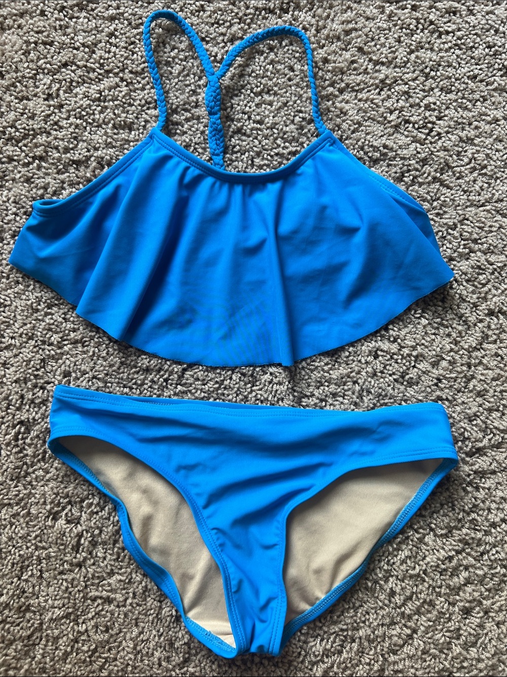 Girls Old Navy Blue Flounce Two-Piece Swim Set Size Large